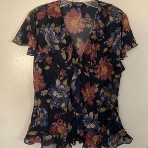 🔴 Chaps Women’s Sheer Fitted Dress Blouse (L)